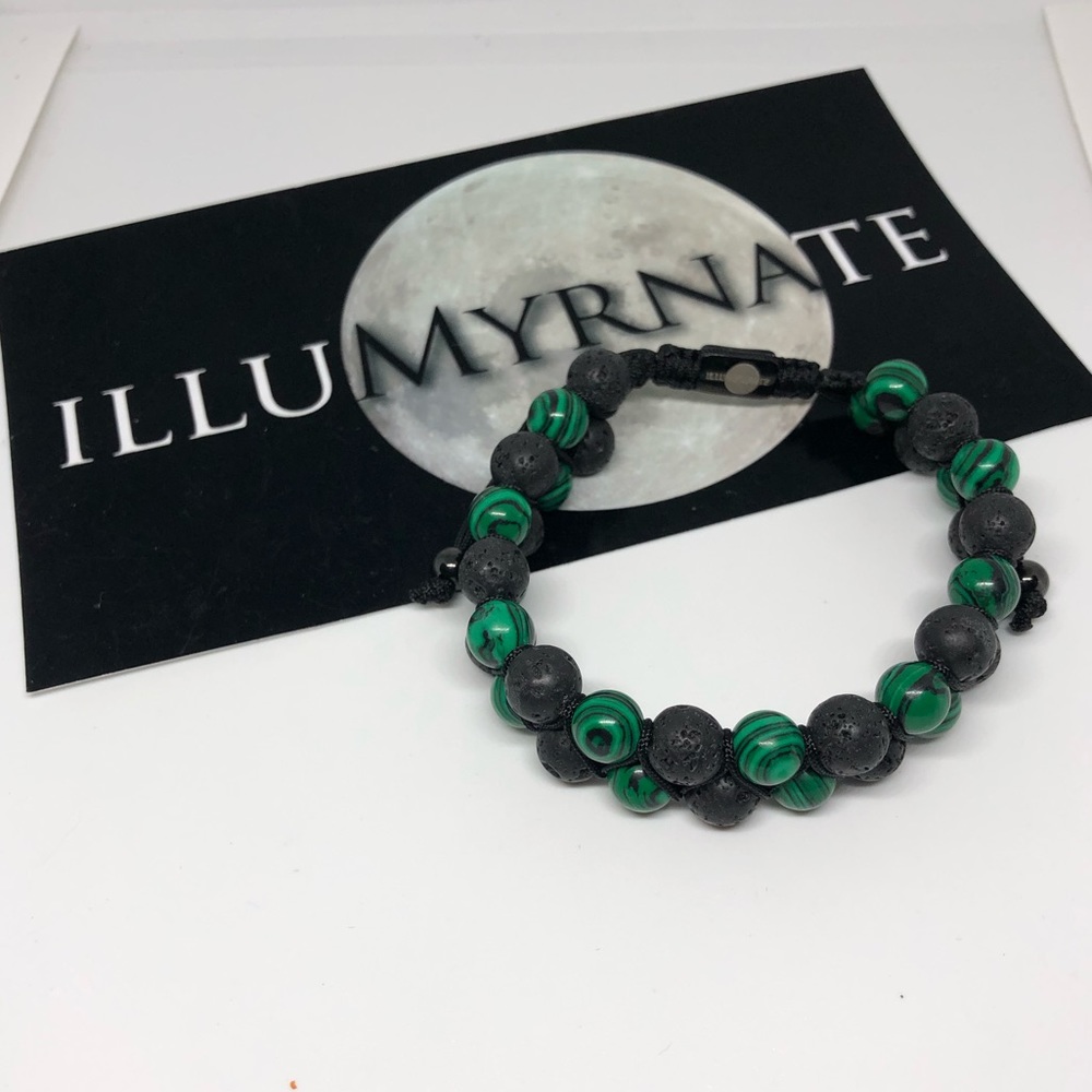 Natural Malachite/Lava Gemstone Bracelet